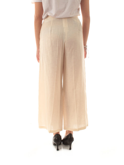Emme Marella SILVANA pantalone ampio in lino da donna burro