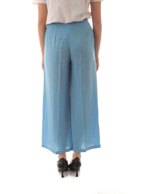 Emme Marella SILVANA pantalone ampio in lino da donna azzurro
