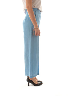 Emme Marella SILVANA pantalone ampio in lino da donna azzurro