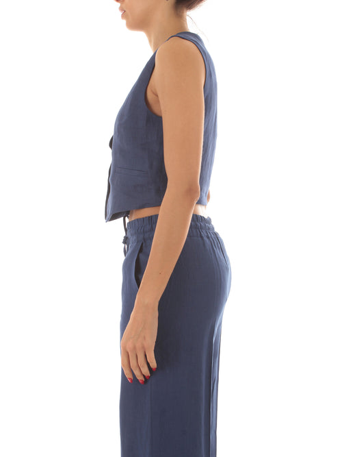 Emme Marella ANEMONE gilet in lino da donna blu