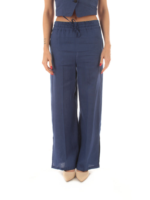 Emme Marella DANCE pantalone in lino da donna blu
