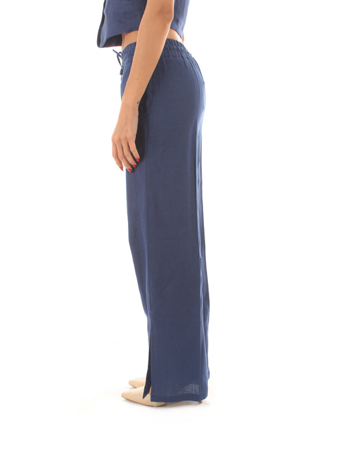 Emme Marella DANCE pantalone in lino da donna blu