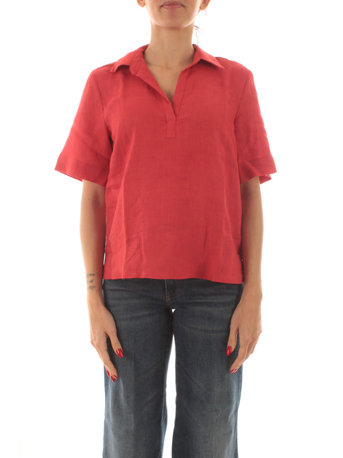 Emme Marella NAVE polo in puro lino da donna rosso