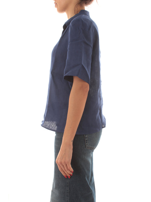 Emme Marella NAVE polo in puro lino da donna blu