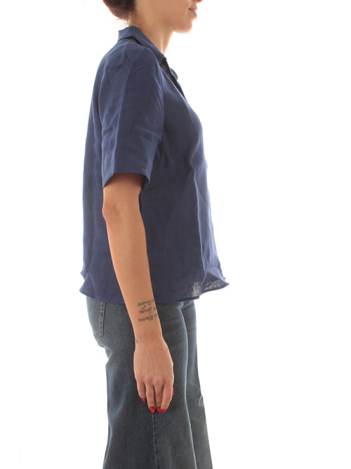 Emme Marella NAVE polo in puro lino da donna blu