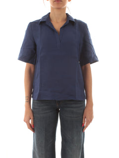 Emme Marella NAVE polo in puro lino da donna blu