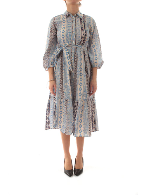 Emme Marella TISANA abito chemisier da donna blu st.etnica