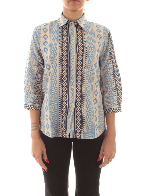 Emme Marella BOBOLI camicia da donna blu st.etnica