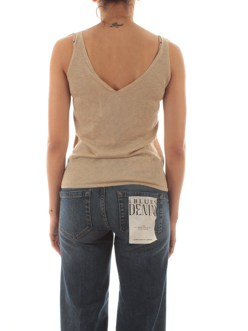 Iblues SALEP top con lurex da donna miele