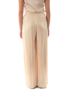 Iblues AZZORRE pantaloni wide leg in tessuto shiny da donna avorio