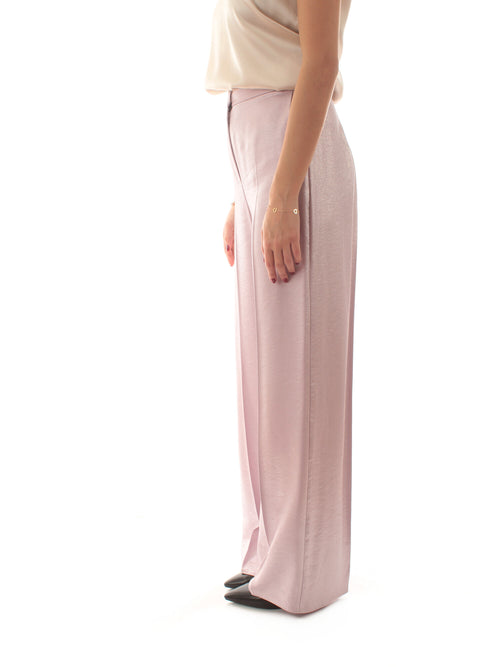 Iblues AZZORRE pantaloni wide leg in tessuto shiny da donna pink lavander