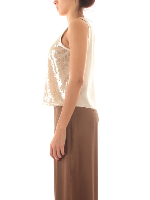 Emme Marella ADVICE top con paillettes da donna beige