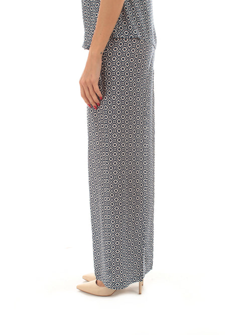 Iblues VIRTUS pantaloni stampati da donna fondo bianco