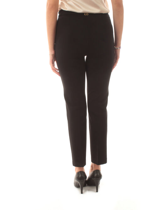 Twinset pantaloni con bottoni gioiello da donna nero