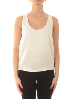 Twinset top in satin di viscosa da donna madreperla