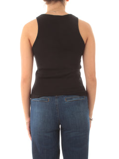 Twinset top fitted a costine con Oval T da donna nero