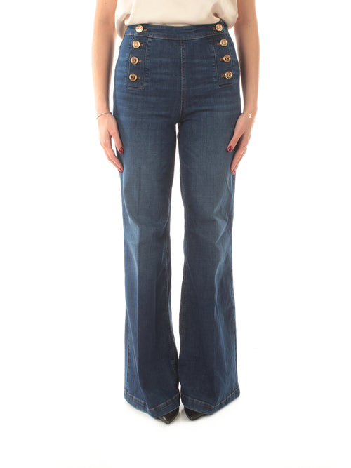 Twinset jeans flared con bottoni décor da donna denim medio