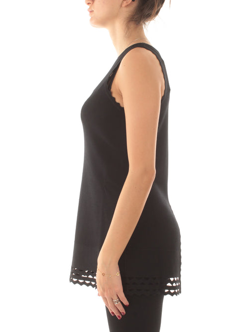 Twinset top doppio uso in maglia da donna nero