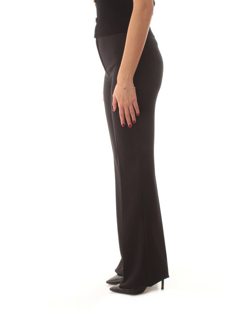 Twinset pantaloni flare in crêpe da donna nero