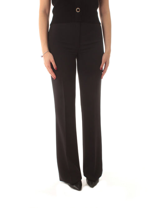 Twinset pantaloni flare in crêpe da donna nero