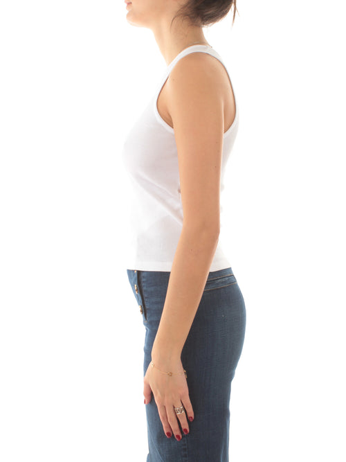 Twinset top fitted a costine con Oval T da donna bianco ottico