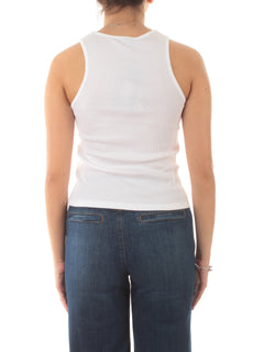 Twinset top fitted a costine con Oval T da donna bianco ottico