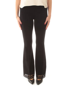 Twinset pantaloni flare con motivo geometrico da donna nero