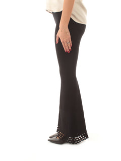 Twinset pantaloni flare con motivo geometrico da donna nero