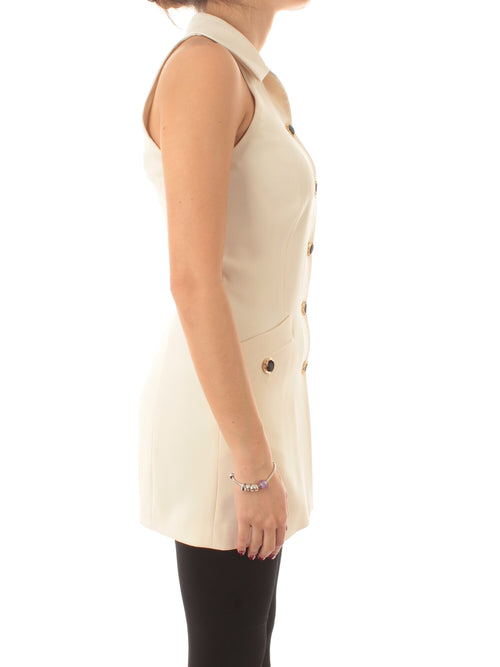 Twinset tunica in crêpe fluido con bottoni da donna madreperla