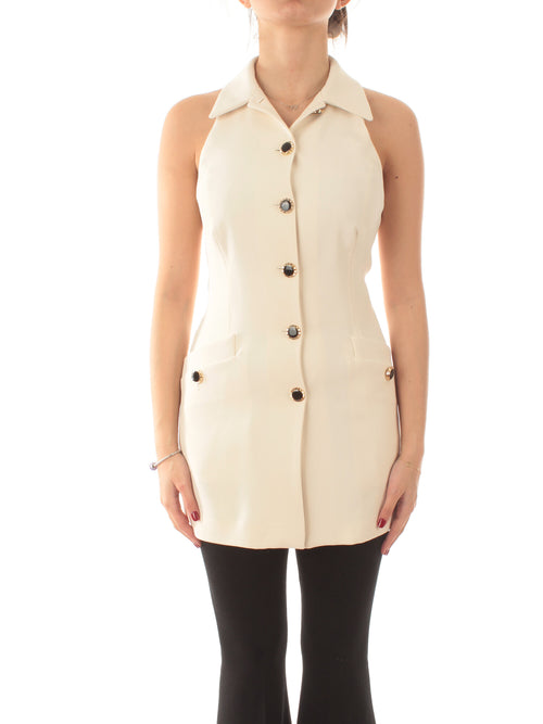 Twinset tunica in crêpe fluido con bottoni da donna madreperla