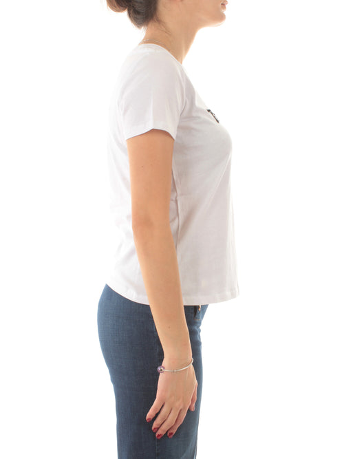 Twinset T-shirt con logo lettering ricamato da donna bianco ottico