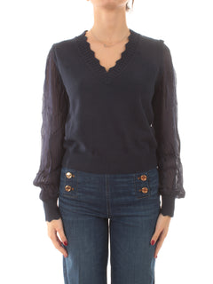 Twinset maglia con maniche in creponne a righe da donna blue night