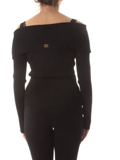Twinset maglia fitted off shoulder da donna nero