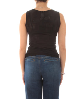 Twinset top con perle e strass da donna nero