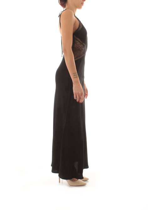 Twinset abito lungo halter da donna nero