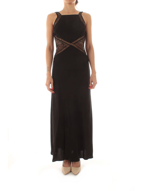 Twinset abito lungo halter da donna nero