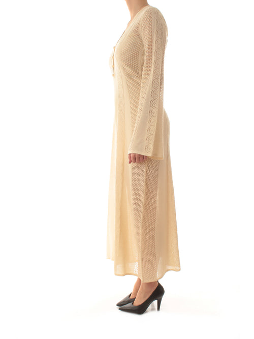 Twinset abito in maglia traforata da donna parchment