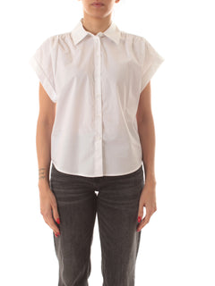 Twinset camicia in popeline di cotone bianco ottico