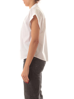Twinset camicia in popeline di cotone bianco ottico