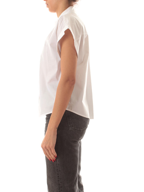 Twinset camicia in popeline di cotone bianco ottico