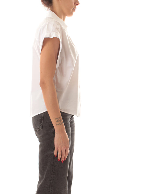 Twinset camicia in popeline di cotone bianco ottico