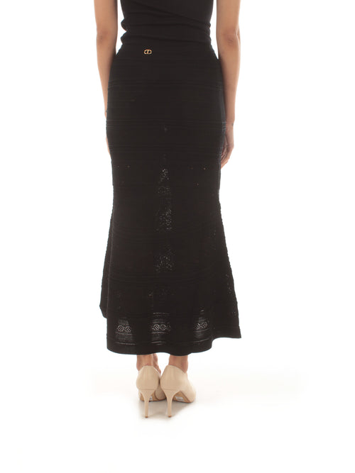 Twinset gonna lunga in maglia da donna nero