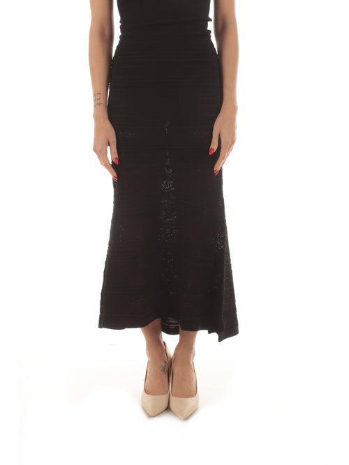 Twinset gonna lunga in maglia da donna nero