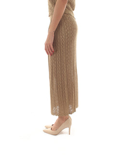 Twinset gonna lunga in maglia con lurex da donna golden green lurex
