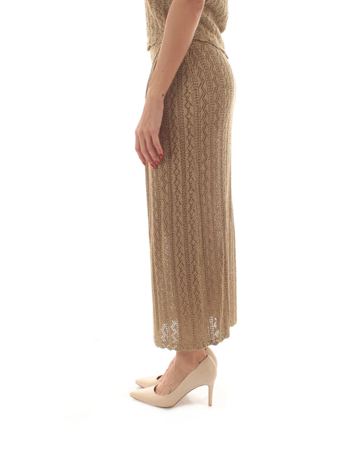 Twinset gonna lunga in maglia con lurex da donna golden green lurex