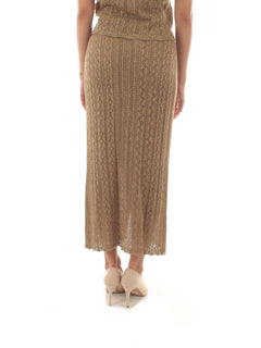 Twinset gonna lunga in maglia con lurex da donna golden green lurex