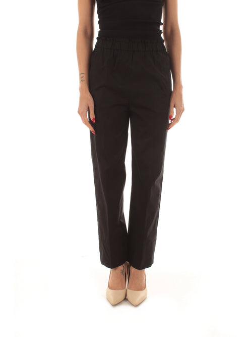 Twinset pantalone in popeline da donna nero
