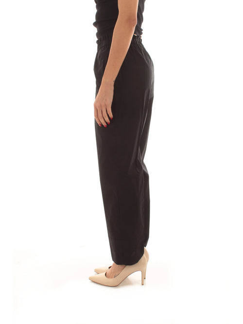 Twinset pantalone in popeline da donna nero