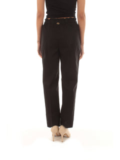 Twinset pantalone in popeline da donna nero
