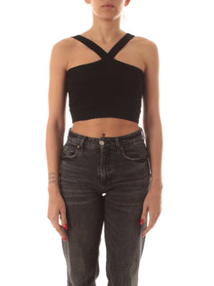 Twinset top cropped in maglia da donna nero